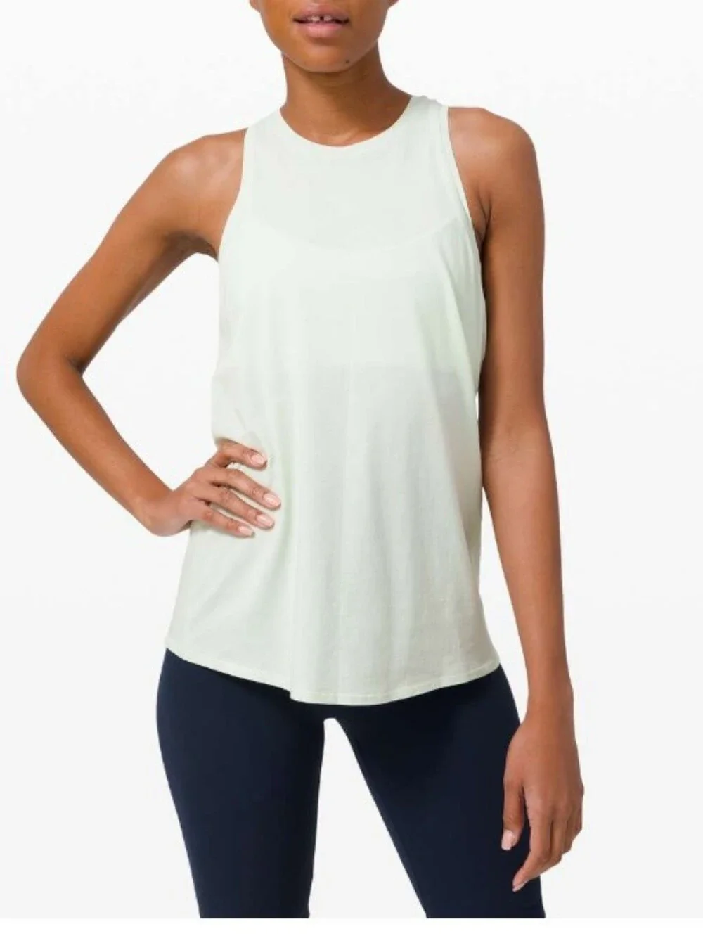 Lululemon All Tied Up Tank Top Very Light Green Spring cotton sz 8 (M).